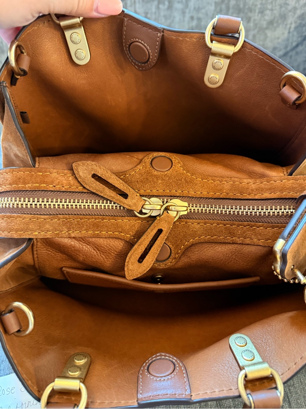 Coach Rogue 31 Brown Suede & Leather Satchel with Gold Hardware - Coach - Picture 9 of 11